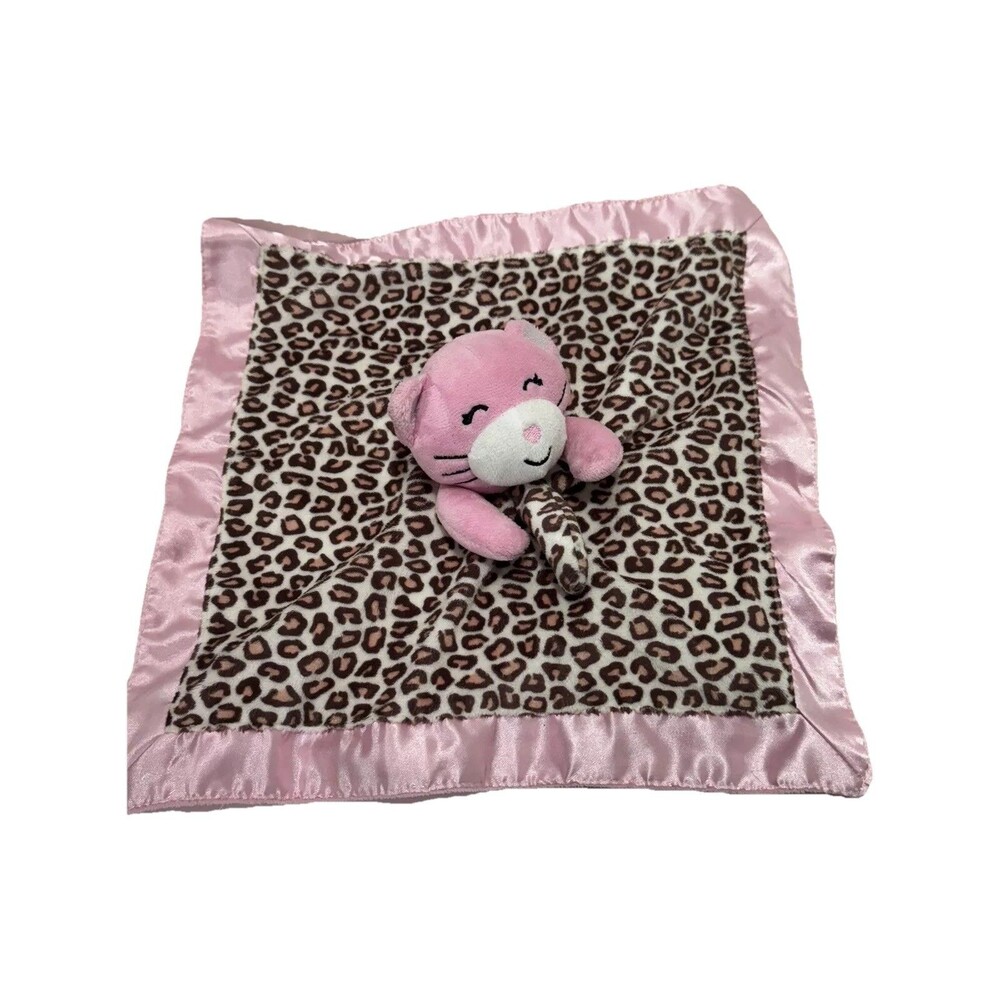 Pink Leopard Cat Kitten Plush Lovey Blanket Soft Baby Security Blankie